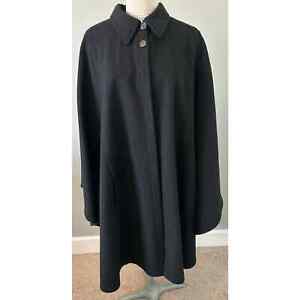 Vintage Harve Bernard Women’s 100% Wool 2 Button Poncho Cape Black Size XL