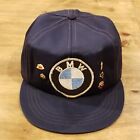Vintage BMW Hat Cap Snapback Blue Union Made USA With Pins 80s Racing Car
