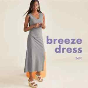 CAbi Women's XS Extra Small 5618 Breeze Gray Maxi Dress Sleeveless Ruched Side