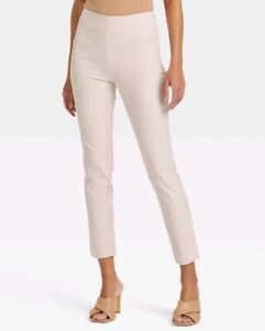 WOMEN’S HIGH-RISE SLIM FIT ANKLE PANTS- A NEW DAY CREAM STRIPED sz 10 skinny