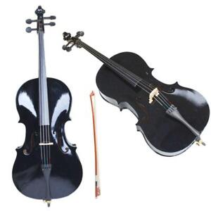 Professional Cello 4/4 Full Size BassWood Set with Bag+Bow+Rosin+Bridge Black