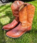 Tony Lama Ostrich Leg Exotic Cowboy Western Show Boots Rich Camel Brown Mens 11