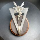 Antique Sterling Silver 925 Fairy Brooch White Translucent Resin Triangle 3