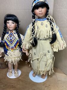 New ListingLot Of 2 Native American Indian Dolls Porcelain Figurines
