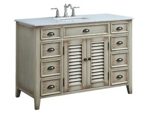 46”  Cottage Look Abbeville Bathroom Sink vanity, White Marble Top - # CF28325W