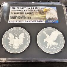 2021 🔥T1 & T2 Proof Set NGC PF70 Ultra Cameo -35th Anniversary Silver Eagle