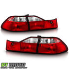 For 1998-2000 Honda Accord 4-Door Sedan Red Clear Tail Lights Lamps Left+Right (For: 2000 Honda Accord)