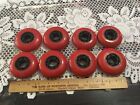 Eight Red Rollerblade Wheels New