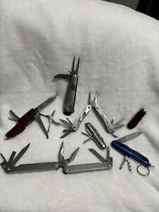 Lot Of 7 Used Folding All Metal Utility Pocket Knives!
