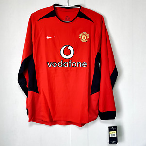 2002 NIKE Manchester United Man U Long Sleeve Jersey Shirt Home Vodafone BNWT