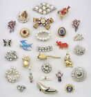 28Pc Multicolor Rhinestone Jewelry Brooch Lot Vintage Now 2 Sign Very Nice Pins