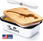 Large Butter Dish with Lid for Countertop Metal Knife Keeper Stainless Steel