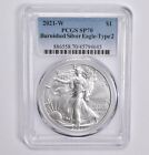 SP70 2021-W BURNISHED SILVER EAGLE Type 2 PCGS Blue Label