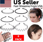 6Pcs Metal Hair Headband Wave Style Hoop Band Comb Sports Hairband Men Women USA