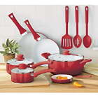 12 Piece Ceramic Nonstick Cookware Set Home Kitchen Pots & Pans Red Ombre