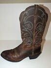 Ariat Heritage R Toe Brown Leather Blue Embroid Flower Cowboy Boots Womens 9 B