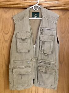 Vintage Orvis Khaki Tan Fishing Vest LARGE Cotton w/ Poly/Cotton Mesh Hong Kong
