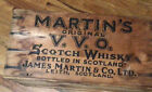 VINTAGE MARTINS ORIGINAL V.V.O. SCOTCH WHISKY WOOD CRATE BOX BARWARE OLD WOODEN