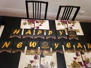 Black And Gold Happy New Year Hanging Decoration