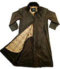 *HOT VTG Men BARBOUR A1554 STOCKMAN LINED LONG BROWN WAXED Cotton TRENCH Coat XL