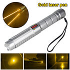 Golden Yellow Laser Pointer Pen Wicked Lasers Style w/ Battery&Charger+5Lamp Cap