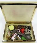 Vintage Himark Alabaster Rose Jewelry Box Filled with Small Collectibles Knife