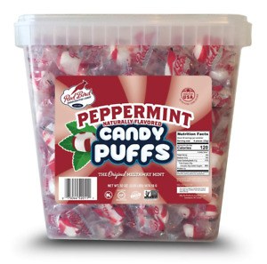 Red Bird Soft Peppermint Candy Puffs 52 Oz Tub, Mints Are Individually Wrapped,