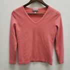 Pure Collection Womens Tight Knit Cashmere Sweater Size 4 Pink V Neck Pullover