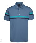 NEW Dunning Men's SMALL Fragment Blue Chest Stripe Golf Polo Shirt
