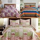 3 Piece Authentic Blooming Patchwork Quilt Set Bedspread Coverlet & Shams Queen