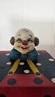 Rare Antique Toy Wood Jack In The Box With Creepy Clown Head On Top Of Lid