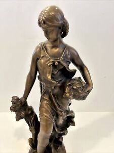 Alexander Backer Co Hip Moreau French Maiden Sculpture (Bronze Finish)
