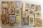 22 Pc 80's 90's Sewing Farmhouse Country Rubber Stamp Lot Buttons Needle Irish
