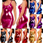 Women's Sexy Lingerie PVC Leather Wet Look Bodycon Shiny Mini Dress Clubwear