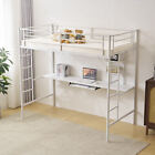 Loft Bed Frame for Juniors&Adults Metal Loft Bed Twin Size with Desk and Ladder