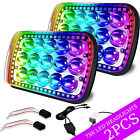 For JEEP Wrangler YJ XJ 7X6inch RGB MULTI COLOR LED Halo Headlights PAIR