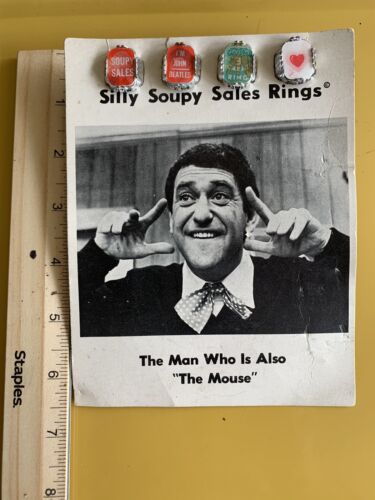 soupy sales kids flicker ring header card rare varivue tv show 60s toy gumball