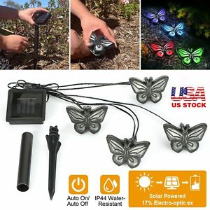 Solar Powered Butterfly LED String Lights Sensor Outdoor Garden Lamp Decorations