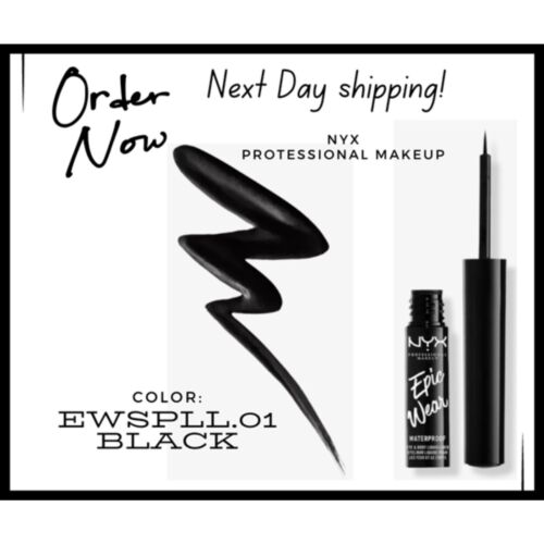 (2) NEW! NYX Eyeliner, Wear Liquid Liner, Long-Lasting Waterproof Liquid Black