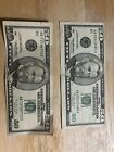 1996 RARE $50 Fifty Dollar Bill Federal Reserve Error Miscut Misaligned - TWO