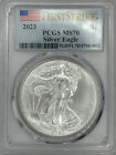 2023 $1 American Silver Eagle PCGS MS70 FS Flag Label