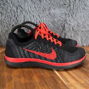 Nike Womens Free 4.0 Flyknit  Black/Red Running Shoes Sneakers Size 9