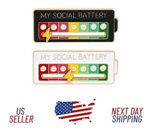 Social Battery Pin - My Social Battery Pin, Fun Enamel Emotional Pin for 7 Days