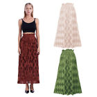 Womens Long Maxi Pleated Skirt Elastic High Waist Skirt Sundress in 3 Colors
