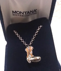 Montana Silversmiths Silver Shiny Necklace Pendant Silver Rose Gold Boot NIB
