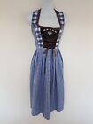 Vintage Dress Oktoberfest Corset Milkmaid Blue Gingham Cotton Retro Size 16 Folk