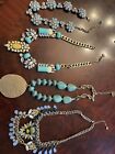 Lot of 4 Costume Jewelry Statement Necklace Chico, Loft, Turquoise Color