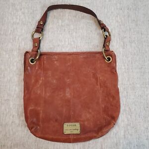 Fossil Long Live Vintage 1954 Brown Leather Shoulder Bag Purse Handbag