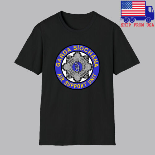 Ireland Police Garda Air Support Unit Asu Logo Men'S Black T-Shirt Size S-5Xl