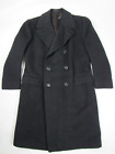 Vtg 1940's Double Breasted Black Wool Overcoat Sz 40/42 ? D'Andrea 40s Gangster
